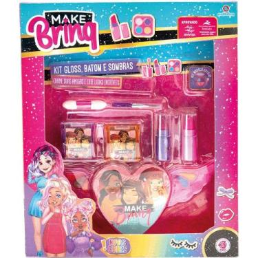 Imagem de Kit Maquiagem Infantil - Make Brinq - Gloss, Batom e Sombra - Polibrin