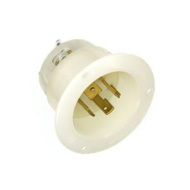 Imagem de Leviton 2465 20 Amp, 347/600 Volt- 3PY, Receptáculo de bloqueio de entrada flangeada, grau industrial, sem aterramento, branco