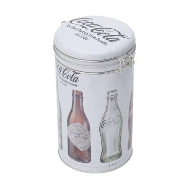 Imagem de Lata round clip lid coca-cola evolution of bottles metal 11X11X20CM