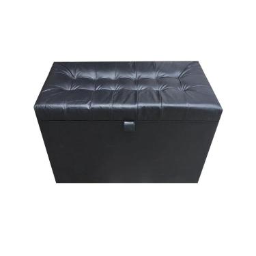 Imagem de Puff Baú Retangular Para Sala, Quarto C/ Pistão Á Gás - Preto Material Sintético