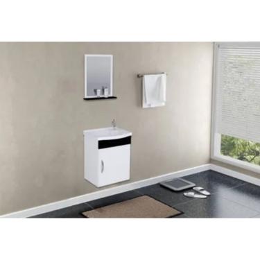 Imagem de Gabinete Armário P Banheiro Com Pia E Espelho Siena Pr