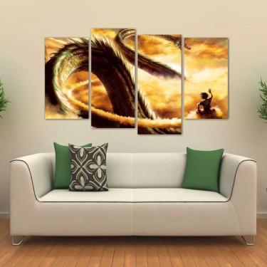 Imagem de Quadro Decorativo Dragon Ball Goku Quarto Em Tecido 4 Peças