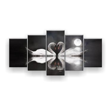 Imagem de Quadro Decorativo Cisnes Apaixonados 129x61 Sala Quarto