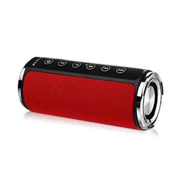 Imagem de Alto-falante Bluetooth sem fio estéreo alto-falante duplo alto-falante Bluetooth com microfone Bluetooth alcance 10-20 m para a família ao ar livre, vermelho