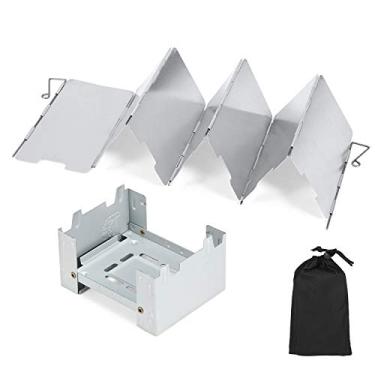 Imagem de Lixada Fogão de álcool de bolso com para-brisa dobrável com álcool solidificado com para-brisa para acampamento ao ar livre, caminhadas, mochilão