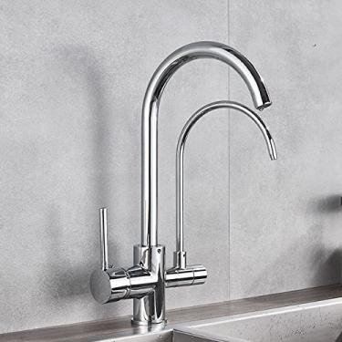 Imagem de Guindaste filtrado preto fosco para cozinha pull out spray 360 rotação torneira filtro de água três vias torneira misturador de cozinha, tipo b, cromo, china