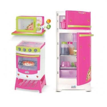 Imagem de Kit Cozinha Infantil Completa Geladeira Fogão E Microondas Magic Toys