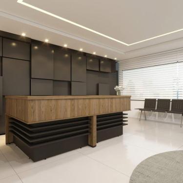 Imagem de Conjunto Escritório Recepção 2 Balcões em L 147,7x147,7cm Artany Charuto/Preto