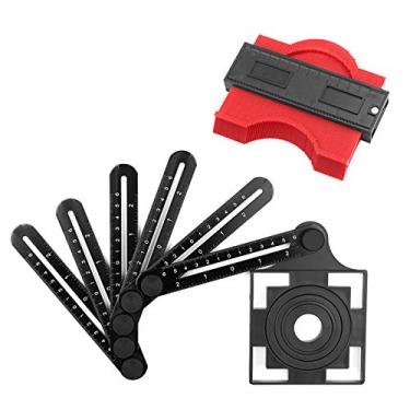 Imagem de Tingpai Régua universal e fer menta duplicado de medidor de contorno Fer menta de medição de múltiplos ângulos de 6 lados Régua de medida de medidor de perfil de 5 polegadas pa construtores