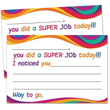 Imagem de Super Job – Notas do professor para os pais – Cartão postal positivo de professores a estudantes – Cartões de incentivos de sala de aula para enviar para casa – Cartas motivacionais de bom comportamen