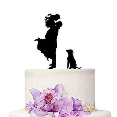 Imagem de YAMI COCU Enfeite de bolo de casamento silhueta acrílica casal noiva e noivo decorações de festa de casamento