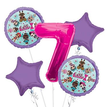 Imagem de LOL Suprise Balloon Bouquet 7th Birthday 5 pcs - Party Supplies
