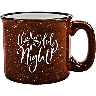 Imagem de Caneca de café de cerâmica com design de fogueira | O Holy Night | Comporta 473 ml | Caneca de Natal | Ótima para café, chá, sopas, chocolate quente