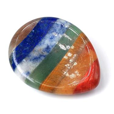 Imagem de SHARKOOO Pedra de preocupação de chakra, itens de alívio da ansiedade, cristais e pedras de cura, presentes de alívio de estresse para polegar, cristal de meditação, 3.62 x 2.52 x 0.75 inches