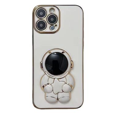 Imagem de Capa de astronauta branca para iPhone 14 Pro Max com suporte de desenho animado compatível com iPhone 13 11 12 Pro Max Mini XS X XR 7 8 Plus SE2 (branco, iPhone13 Pro Max)