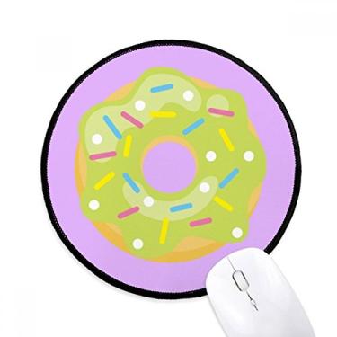 Imagem de DIYthinker Tapete de rato verde rosquinha sobremesa comida doce desktop escritório tapete redondo para computador