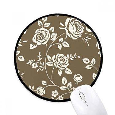 Imagem de DIYthinker Mouse pad rosa arte planta flor desktop escritório tapete redondo para computador