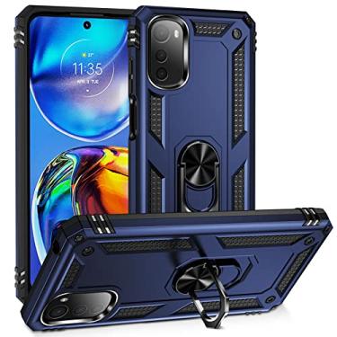 Imagem de Caso de capa de telefone de proteção Capa para Motorola Moto E32 4G, capa protetora à prova de choque de nível militar com [suporte giratório de 360°] [função no veículo] capa resistente (Color : Blu