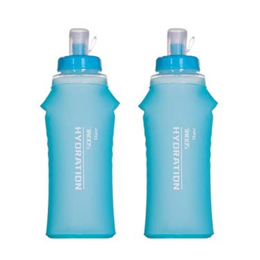 Imagem de Qudai Garrafa de água esportiva dobrável de 2 peças 500ml TPU macio para hidratação pacote para corrida caminhada ciclismo escalada corrida maratona