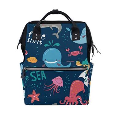 Imagem de ColourLife Mochila para fraldas Under Sea World casual Daypack multifuncional
