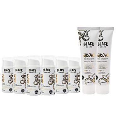 Imagem de GROW! 6 Meses - 06 Tônico Para Crescimento de Barba Nanotecnológico + 02 Preparador Esfoliante de pele BLACK BARTS®