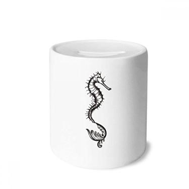 Imagem de DIYthinker Dinheiro Hipocampo Vida Marinha Ilustração Preta Caixa de Cerâmica Porta-Moedas Presente