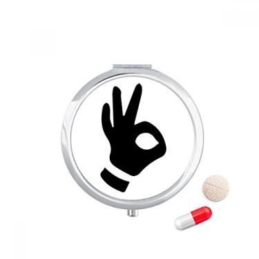 Imagem de Estojo de comprimidos com desenho de gesto OK Caixa de armazenamento de medicamentos Dispensador de recipiente