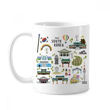 Imagem de Caneca clássica Travelling in South Korea copo de cerâmica branca presente com alças 350 ml
