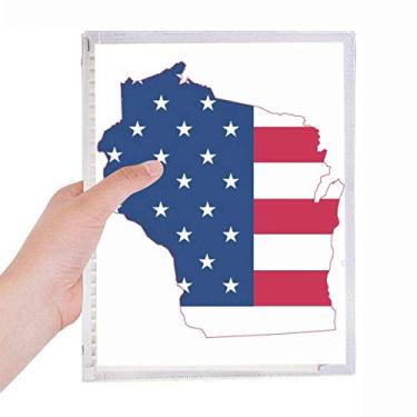 Imagem de Caderno em forma de bandeira de estrelas Wisconsin America Mapa de folhas soltas diário recarregável