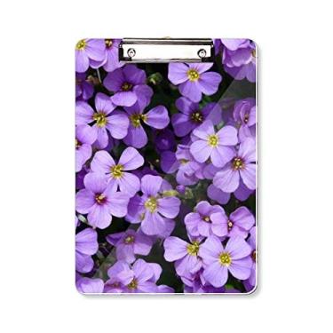 Imagem de Prancheta romântica linda com flores roxas para escrever A4