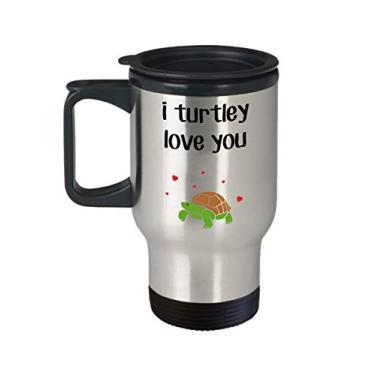 Imagem de Caneca de viagem I Turtley Love You – Copo isolado de tartaruga – Copo divertido de chá de cacau quente – ideia de de Natal