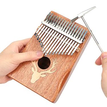 Imagem de Kalimba, piano de dedo portátil, madeira de mogno para crianças e adultos para iniciantes para aprender (alce dos sonhos, azul)