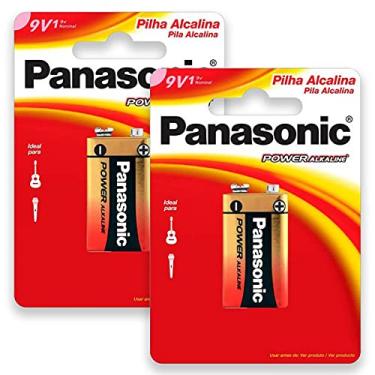 Imagem de Pilha Alcalina 9V Panasonic Bateria 9 Volts 6LR61 6F22 kit 2 unidades