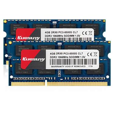 Imagem de Kuesuny Kit de 8 GB (2 x 4 GB) DDR3 1066MHz/1067MHz PC3-8500 SODIMM RAM Upgrade para o final de 2008, início / meados de 2009, MacBook, MacBook Pro, iMac, Mac Mini
