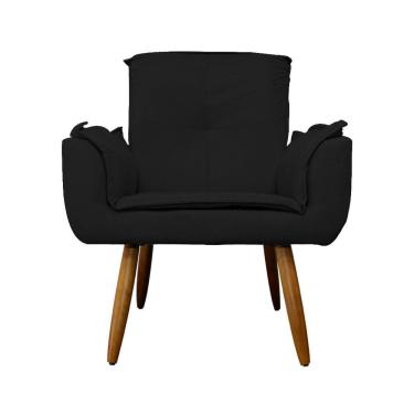 Imagem de Poltrona Decorativa Estofada Para Salão de Beleza Emília Plus Suede Preto - LM DECOR