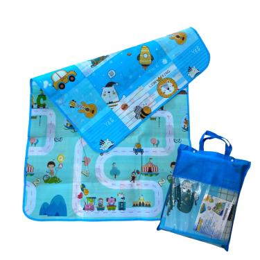 Imagem de Tapete Infantil Dupla Face 1.20x1.80cm Educativo Pista Azul