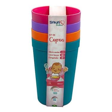 Imagem de Kit Copo Infantil Grande 380Ml com 4 Un - 9323, Sana Babies