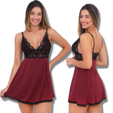 Imagem de Camisola Sensual Feminina Lingerie Renda Pijama Verão - Lmf Store