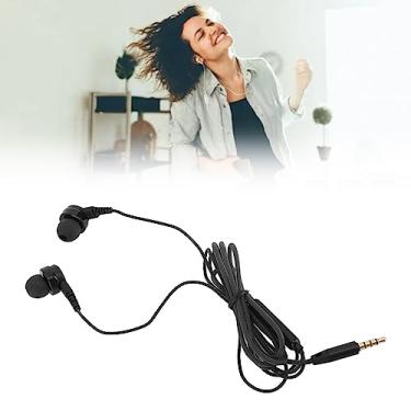 Imagem de Fones de Ouvido, Fones de Ouvido Com Fio Ajuste Confortável Ergonômicos Isolamento Ruído para Smartphones Tocadores Música e Rádios (Preto)