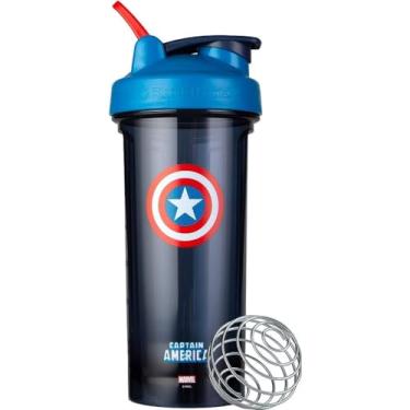 Imagem de BlenderBottle Coqueteleira Marvel Pro Series perfeita para shakes de proteína e pré-treino, 800 ml, Captain America Shield