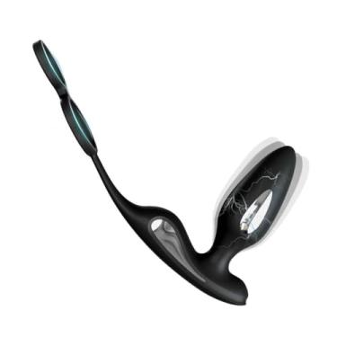 Imagem de Vibrador Anel Peniano de Choque Elétrico Masculino Estimulador Anal e Vagina, Brinquedos Sexuais Para Casais 14 Frequências Sexuais (Preto)