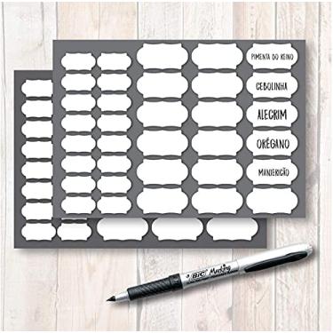 Imagem de R+Adesivos - 60 Etiquetas (30 Etiquetas Pote + 30 Tempero) + Caneta Preta