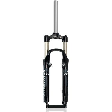 Imagem de Garfo de suspensão para MTB Garfo dianteiro para bicicleta de montanha de 26 polegadas 100mm Viagem 1 1/8 Tubo reto QR 9mm Disco/V Freio Garfo de liga de alumínio, preto cinza, 26 pol.