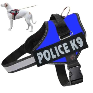 Imagem de Coleira Peitoral Para Cachorro Porte Pequeno Médio e Grande Colete Confortável Policia K9 (Azul, GG)