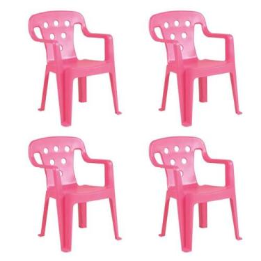 Imagem de Kit 4 Cadeira Infantil Plastica Poltrona Jardim Mor 40Kg