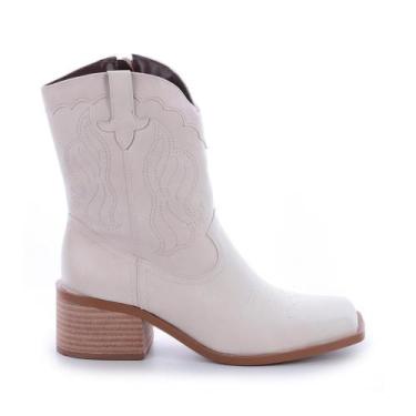 Imagem de Bota Texana Janet Bico Quadrado Off White - Damannu Shoes
