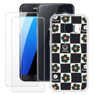 Imagem de MILEGOO Capa para Samsung Galaxy S7 + 2 peças protetoras de tela de vidro temperado, capa de TPU de silicone macio à prova de choque para Samsung Galaxy S7 (5,1 polegadas)