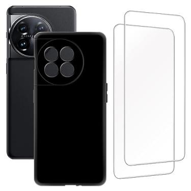 Imagem de Zuitop Capa de design OnePlus Ace 2 5G (6,74 polegadas) com 2 protetores de tela de vidro temperado, para OnePlus 11R 5G, capa protetora fina e macia de gel de sílica TPU, preto