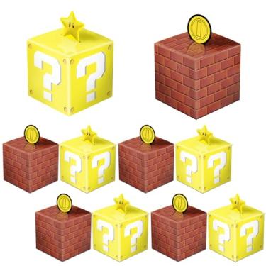 Imagem de YOPENMOUNE Mario Party Treat Box 24 peças de blocos de blocos de tijolos de videogame, lembrancinhas de festa com tema Mario Suprimentos de decoração, 10 x 10 x 10 cm (pacote com 24)