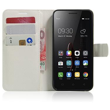 Imagem de Capa carteira Lenovo VIBE C/A2020, capa carteira flip de couro PU premium com compartimento para cartão, suporte e fecho magnético [capa interior à prova de choque de TPU] Compatível com Lenovo VIBE